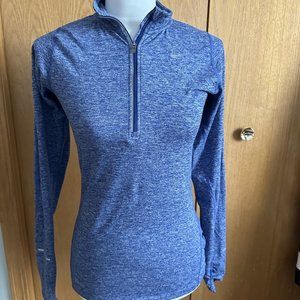EUC Ladies Nike Dry-Fit Athletic Long Sleeve blue workout 1/4 zip top shirt XS